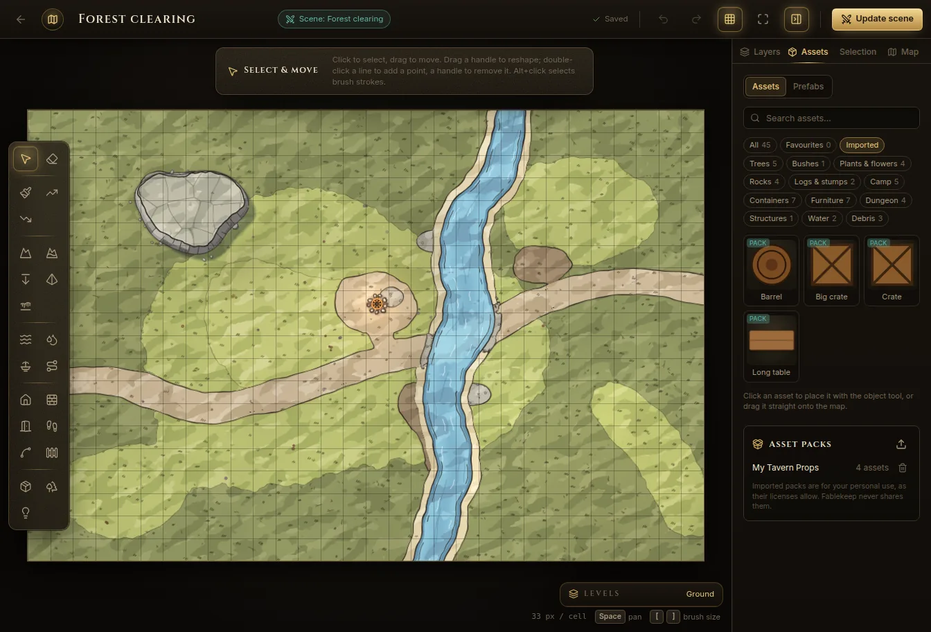 The Assets tab of the Battlemap Forge showing the imported assets
