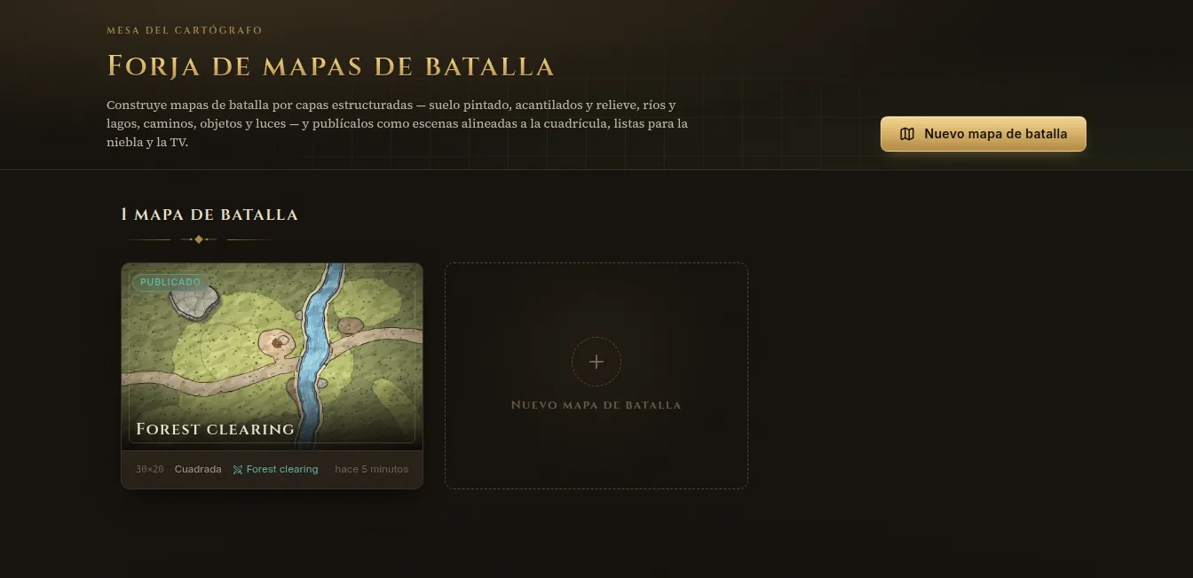 La Forja de mapas de batalla con un claro del bosque publicado