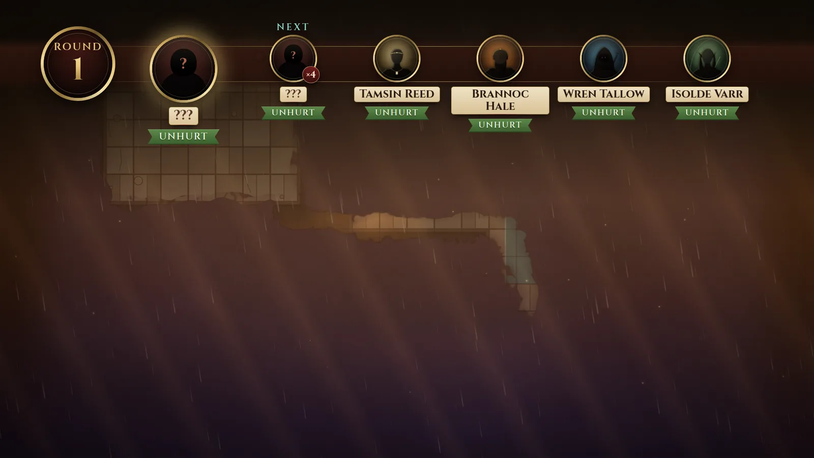 The initiative ribbon at the top of the TV, over the battle map