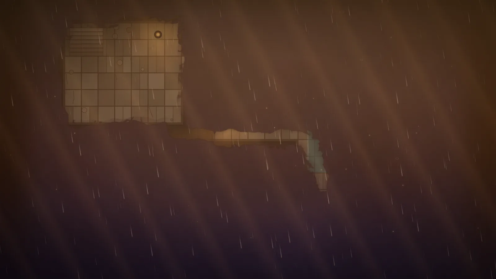 The undercroft on the TV: only the revealed rooms and corridor show